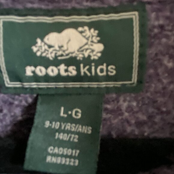 ROOTS KIDS SWEATSHIRT SWEATER TURTLENECK PURPLE HEATHER RAGLAN SLEEVES SIZE L - Picture 4 of 7
